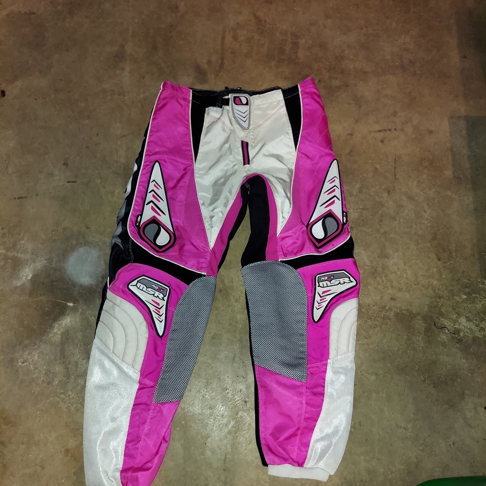 Youth Pink and White MX Riding Pants - Unbranded